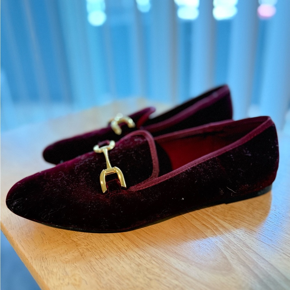 Elegant Burgundy Loafers with Gold Accent